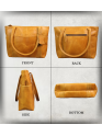 Madosh Genuine Leather Yellow Tote Bag Messenger Bag Ladies Purse Women's Shoulder Satchel Handbag